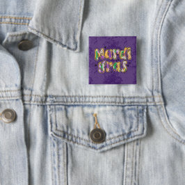 Green Yellow Lila Mardi Gras Button