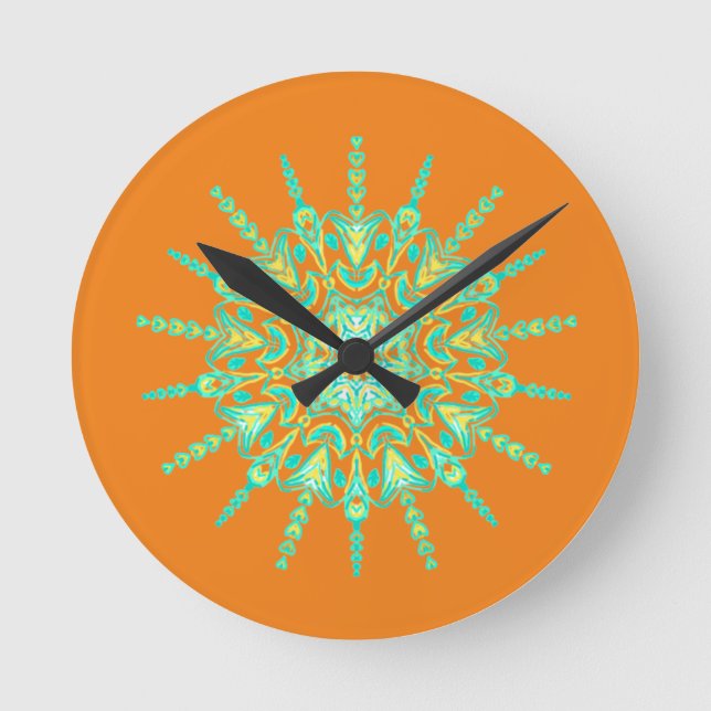 GREEN YELLOW MANDALA RUNDE WANDUHR (Vorderseite)