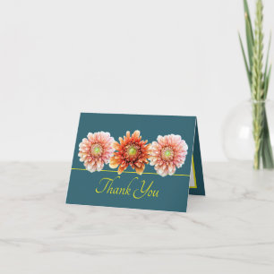 Green Yellow Orange Dahlia Chic Bouquet Vielen Dan Karte