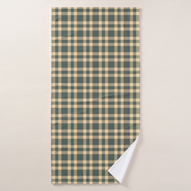 Green Yellow Plaid Pattern Badehandtuch (Badehandtuch)