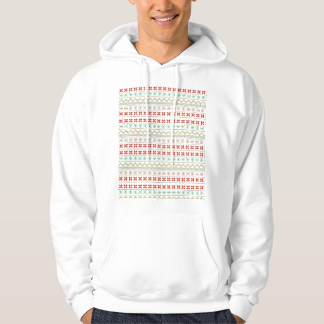 Green-Yellow-Red Pixel knit Pattern Hoodie (Vorderseite)