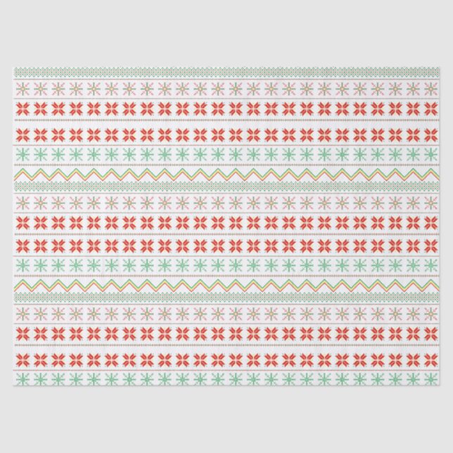 Green-Yellow-Red Pixel knit Pattern Seidenpapier (Vorderseite)