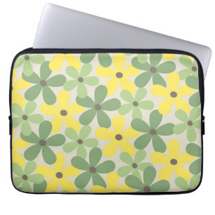Green Yellow Retro Y2K 70er Blume Muster Laptopschutzhülle
