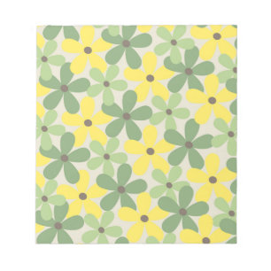 Green Yellow Retro Y2K 70er Blume Muster Notizblock