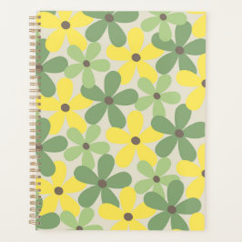Green Yellow Retro Y2K 70er Blume Muster Planer