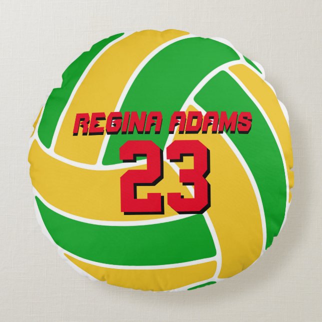 Green Yellow Volleyball Sportteam Brasilien Kissen (Vorderseite)
