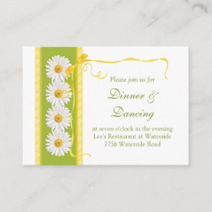 Green Yellow White Daisy Wedding Reception Card Begleitkarte