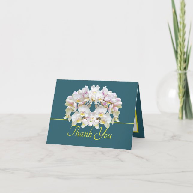 Green Yellow White Orchids Chic Bouquet Vielen Dan Karte (Vorderseite)