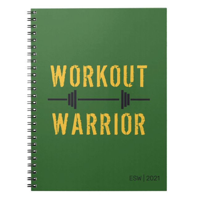 Green Yellow Workout Warrior Fitness Journal Notizblock (Vorderseite)