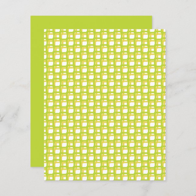 Green Yellow Woven Squares Scrapbook Paper (Vorne/Hinten)