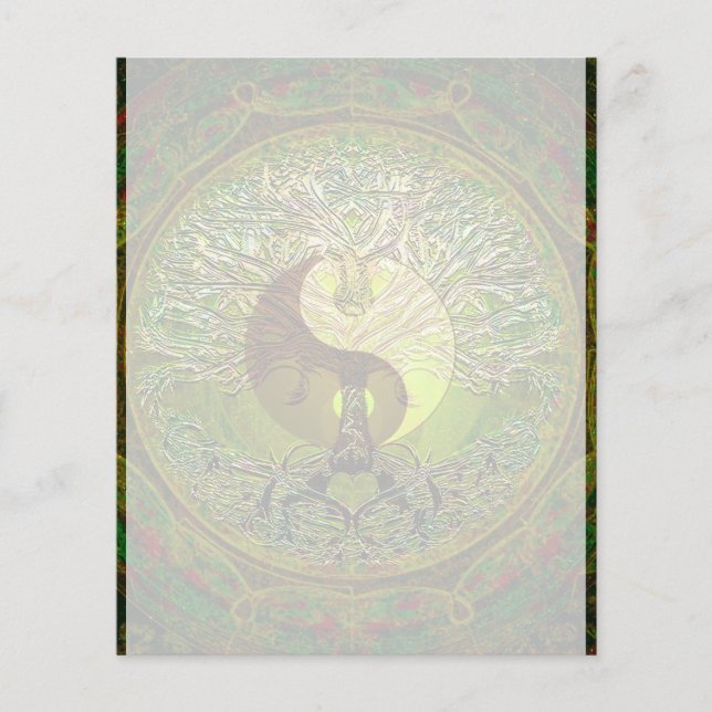 Green Yin Yang Mandala mit Baum des Lebens Flyer