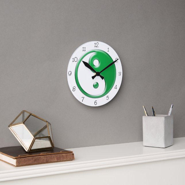 Green Yin Yang Round Clock Runde Wanduhr (Büro)
