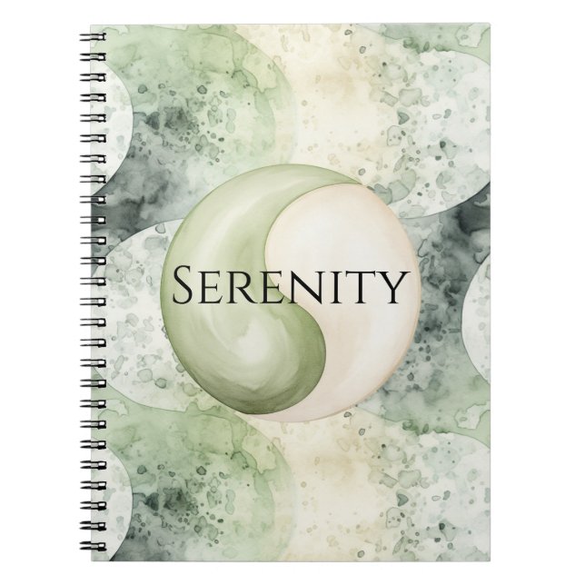 Green Yin Yang Serenity Notizblock (Vorderseite)
