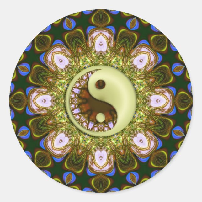 Green YinYang Mandala Sticker (Vorderseite)