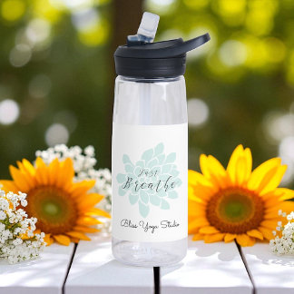 Green Yoga Breathe White Floral Trinkflasche