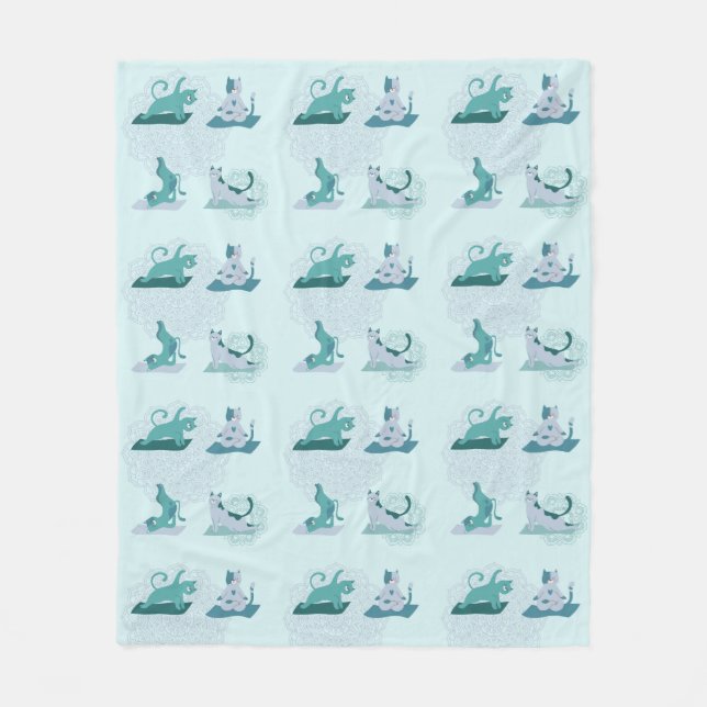 Green Yoga Cats Fleecedecke (Vorderseite)