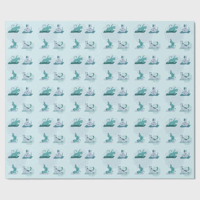 Green Yoga Cats Geschenkpapier (Saum)