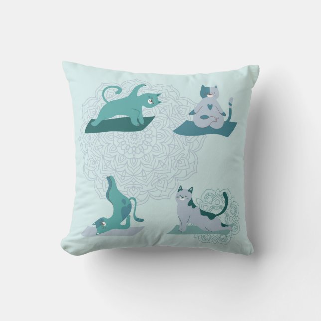 Green Yoga Cats Kissen (Vorderseite)