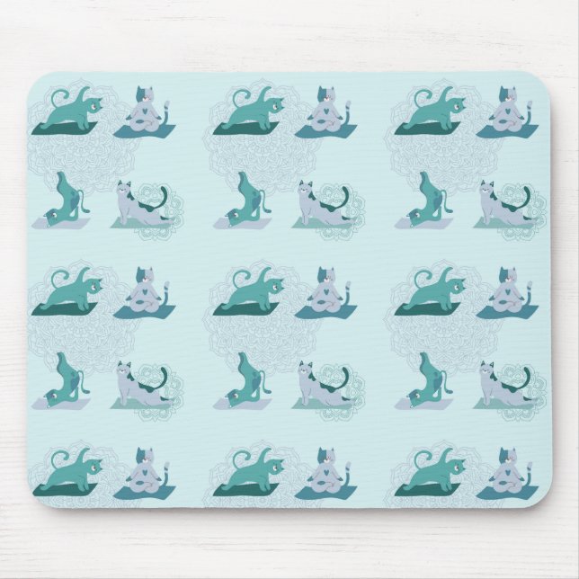 Green Yoga Cats Mousepad (Vorne)