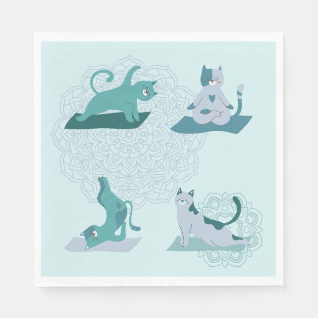 Green Yoga Cats Serviette (Vorderseite)