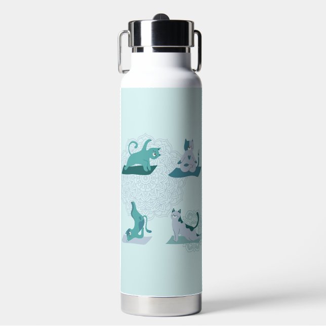 Green Yoga Cats Trinkflasche (Vorderseite)
