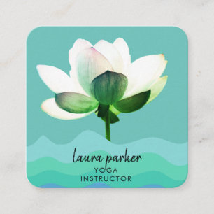 Green Yoga Instructor Lotus Blume Wasserfarbe Quadratische Visitenkarte