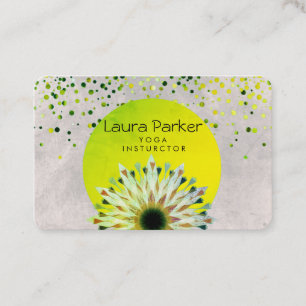 Green Yoga Instructor Lotus Blume Wasserfarbe Visitenkarte