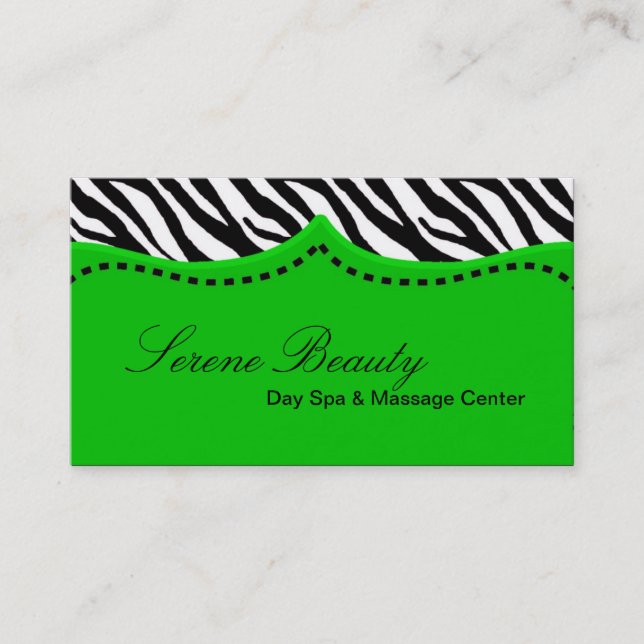 Green Zebra Print Animal Muster Business Card Visitenkarte (Vorderseite)