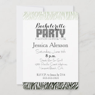 Green Zebra Print Bachelorette Einladung