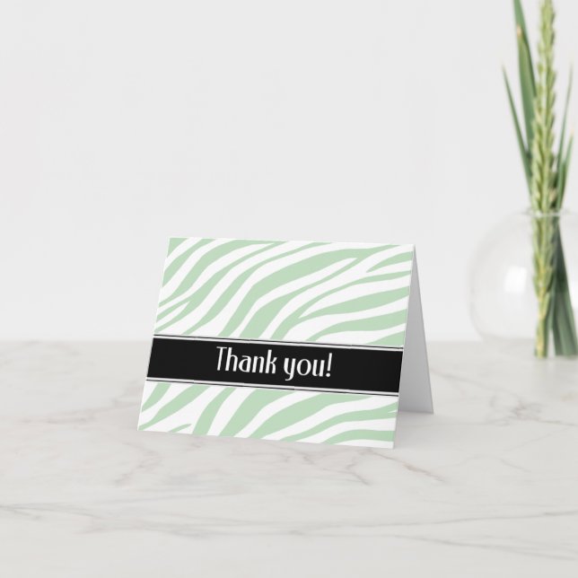 Green Zebra Print Dankeschön Karte (Vorderseite)