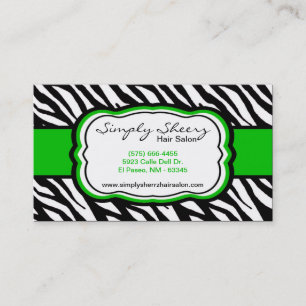 Green Zebra Print Hair Salon Business Card Visitenkarte