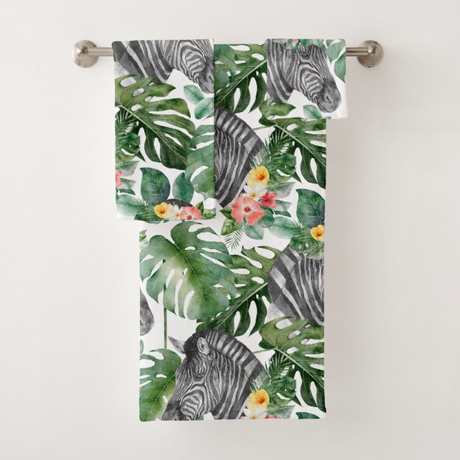 Green Zebra Tropical Trendy Fabulous Muster Badhandtuch Set (Insitu)