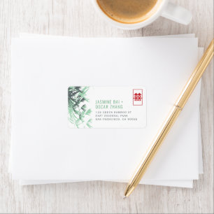 Green Zen Bamboo Verlasse chinesische Hochzeitsadr Adressaufkleber
