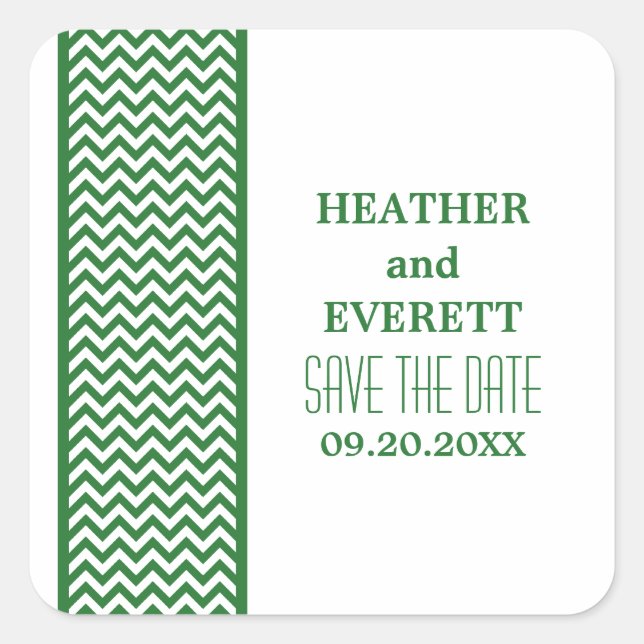 Green Zickzack Border Save the Date Stickers (Vorderseite)