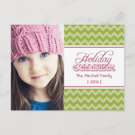 Green Zickzack Foto Holiday Feiertagspostkarte