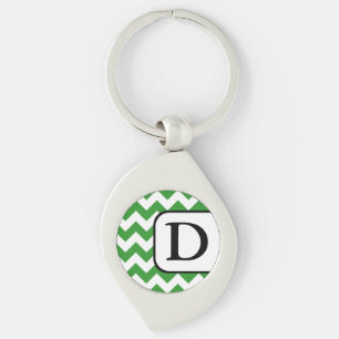 Green Zickzack Monogram Schlüsselanhänger
