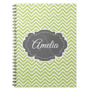 Green Zickzack Personalisiertes Notebook Notizblock