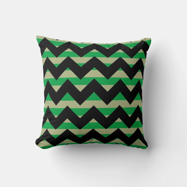Green Zickzack Zigzag Kissen (Vorderseite)