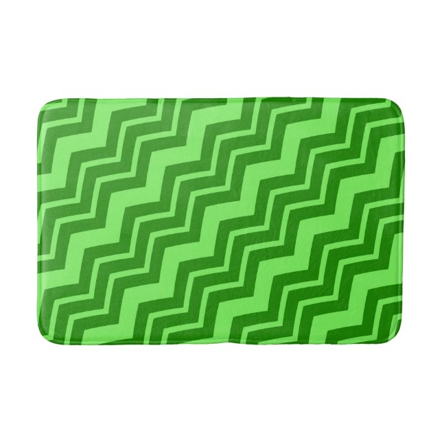 Green Zig Zag Zickzack Muster Badematte (Vorderseite)