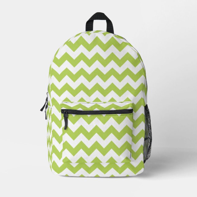 Green Zigzag, grün Zickzack, geometrisches Muster Bedruckter Rucksack (Vorderseite)