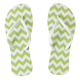 Green Zigzag, grün Zickzack, geometrisches Muster Flip Flops