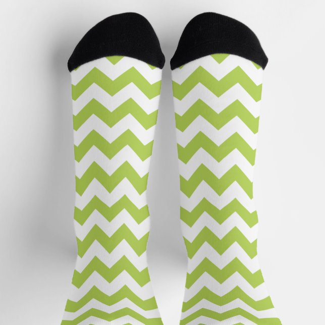 Green Zigzag, grün Zickzack, geometrisches Muster Socken (Oben)