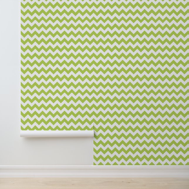Green Zigzag, grün Zickzack, geometrisches Muster Tapete (Anwendung)