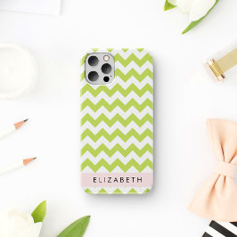 Green Zigzag, grün Zickzack, Ihr Name Case-Mate iPhone Hülle