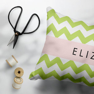 Green Zigzag, grün Zickzack, Ihr Name Kissenbezug