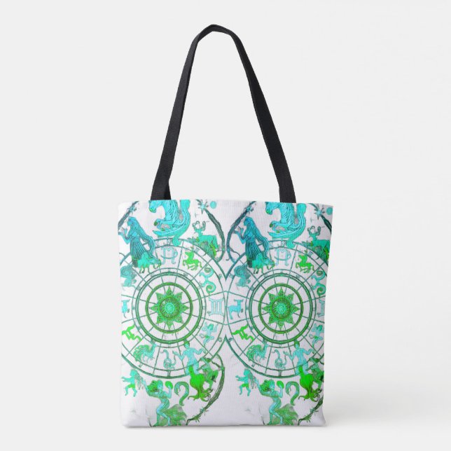 Green Zodiac Astrological Signs  on a Tote Bag (Rückseite)
