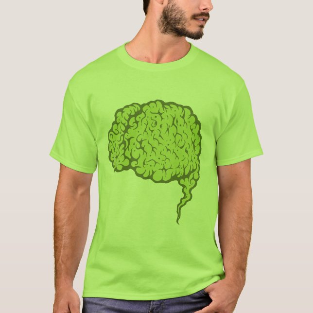 Green Zombie Brain T - Shirt - Braains! (Vorderseite)