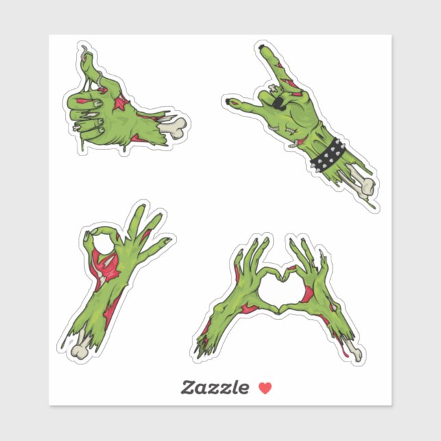 Green Zombie Hands Halloween Aufkleber (Blatt)
