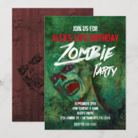 Green Zombie Party Halloween Einladungen