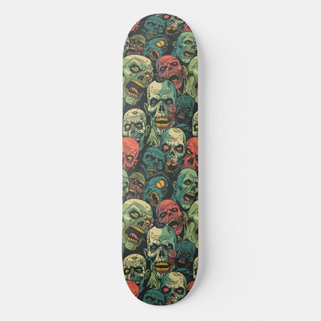 Green Zombie Spooky Halloween Skateboard (Vorderseite)